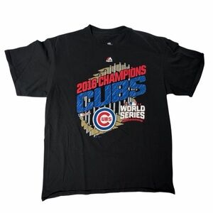 Chicago Cubs Majestic Black 2016 World Series Champions T-Shirt Size Large